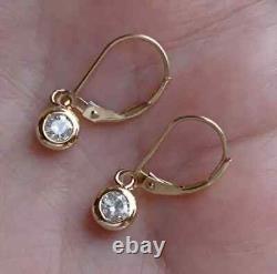 0.40Ct Round Cut Moissanite Women's Drop/Dangle Earrings 14K Yellow Gold Plated