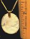 14k Yellow Gold Cameo Pendant Hand Carved Mother Of Pearl Oval 2l X 1.25w New