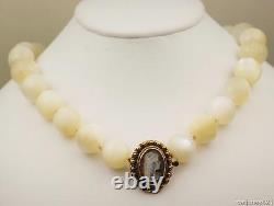 14k Gold Vintage Estate Mother Of Pearl Cameo Necklace