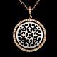 18k 750 Real Rose Gold Carved Mother Of Pearl And Diamond Pendant Necklace Women