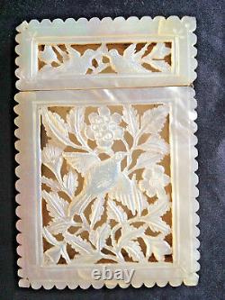 1900s CHINA CHINESE CARVED MOTHER OF PEARL CARD CASE BOX