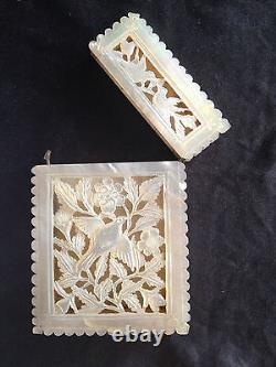 1900s CHINA CHINESE CARVED MOTHER OF PEARL CARD CASE BOX