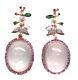 19x24mm Rose-quartz Sapphire Mother Of Pearl Carved Earrings Silver 925 Sterling