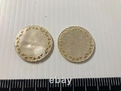 2 X ANTIQUE Carved & Engraved Round Mother Of Pearl Game Tokens