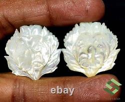 28x27 mm Natural Mother Of Pearl Handmade Carving Pair 55.72 CTS Loose Gems