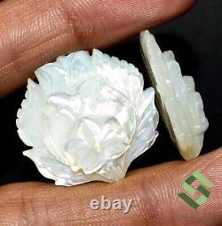 28x27 mm Natural Mother Of Pearl Handmade Carving Pair 55.72 CTS Loose Gems