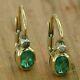 2ct Oval Cut Green Emerald Drop & Dangle Women's Earrings 14k Yellow Gold Finish