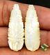 35x12 Mm Natural Mother Of Pearl Handmade Carving Drops Shape Pair Loose Gems
