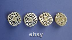4 Antique Hand Carved Mother Of Pearl Buttons