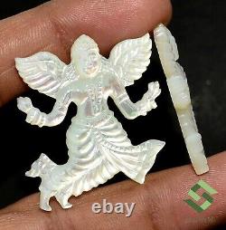 54.99 CTS Natural Mother Of Pearl Hand Made Carving 40x33 mm Loose Gemstones
