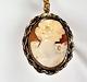 Antique Gold Filled Cameo Hand Carved Shell Beauty With Flowers On Curls, Shoulder