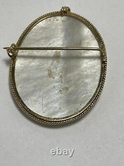 Antique 18k Gold Mother of Pearl Carved Cameo 2 Lady's Pandent Brooch 15 Grams