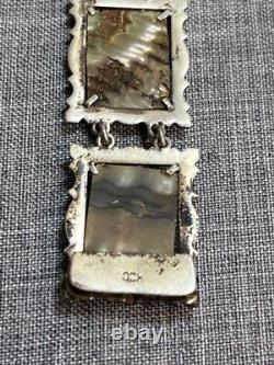 Antique 800 Coin Silver Carved Abalone Shell Cameo Bracelet