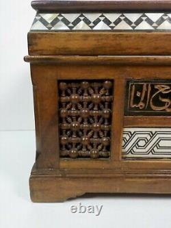 Antique Anglo Indian Carved 12 Wooden Box, Mother-of-Pearl Inlay, c. 1900