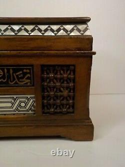 Antique Anglo Indian Carved 12 Wooden Box, Mother-of-Pearl Inlay, c. 1900