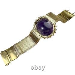 Antique Carved/Engraved Amethyst Pearl bracelet K14 Gold/K18 Gold 81.1g 7.1