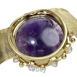 Antique Carved/Engraved Amethyst Pearl bracelet K14 Gold/K18 Gold 81.1g 7.1