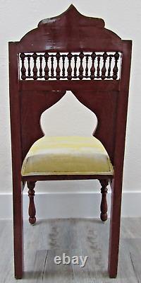 Antique Carved Syrian Hardwood and Inlay Mother of Pearl Side Chair Versace Seat