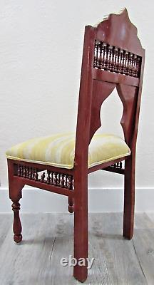 Antique Carved Syrian Hardwood and Inlay Mother of Pearl Side Chair Versace Seat