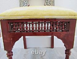 Antique Carved Syrian Hardwood and Inlay Mother of Pearl Side Chair Versace Seat