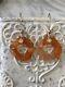 Antique Hand Carved Carnelian 14k Yellow Gold Diamond Floral Wreath Earrings