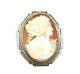 Antique Large 14k White Gold Hand-carved Shell Cameo Pendant/brooch, 2 X 1 5/8