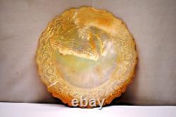 Antique Mother Of Pearl Plate Shell Plaque Dish Hand Carved Design Edges Rare1