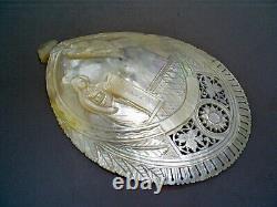 Antique Mother Of Pearl/mop Carved Annunciation Virgin Mary/angel Gabriel Plaque