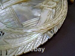 Antique Mother Of Pearl/mop Carved Annunciation Virgin Mary/angel Gabriel Plaque