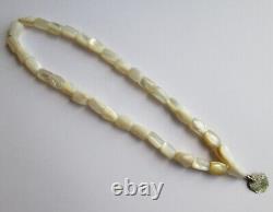 Antique Ottoman Hand Made 33 Prayer Carved Mother Of Pearl Beads Rosary Tasbih