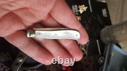 Antique Sterling Silver Carved Mother of Pearl Folding Fruit Knife England