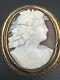 Antique Victorian Carved Shell Cameo Brooch Pin Bacchante Maiden Grapes Ariadne