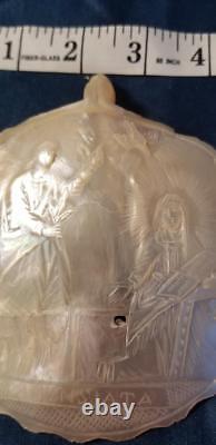 Antique mother of pearl carved shell RELIGIOUS