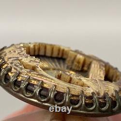 BEAUTIFUL EXCEPTIONAL ANTIQUE CARVED MOTHER OF PEARL MOP BUTTON SUN, mourning