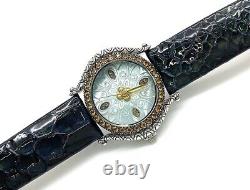 Barbara Bixby Carved Mother-Of-Pearl Dial Leather Strap Watch. 9