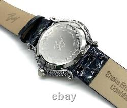 Barbara Bixby Carved Mother-Of-Pearl Dial Leather Strap Watch. 9