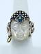 Barbara Bixby Sterling 18k Carved Mother Of Pearl & Topaz Buddha Ring Sz7