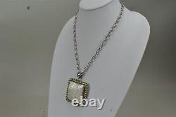 Barry Brinker 950 Silver & Crystal Carved Mother Of Pearl Eagle Crest Necklace