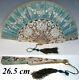 C. 1850s French Hand Fan, Opulent Carved 26.4 Cm Mother Of Pearl Monture & Silk
