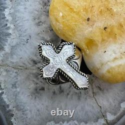Carolyn Pollack Sterling Carved Mother of Pearl Decorated Cross Ring For Women