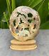 Carved Dolphin Seashell Stunning Mother Of Pearl, Carved Skull Shell Incl. Stand