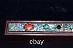 Chinese Natural Rosewood Inlaid Mother-of-pearl Shell Hand Carved Box 25903
