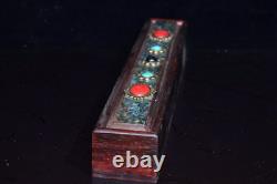 Chinese Natural Rosewood Inlaid Mother-of-pearl Shell Hand Carved Box 25903