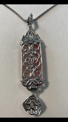 Dallas Prince Silver Carved Floral Gems Pendant Enhancer Necklace New