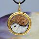 Dragon Yin Yang Pendant Carved Mother-of-pearl & Vermeil Sterling Silver 15.66 G