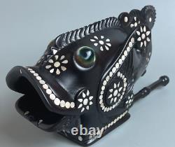 Ebony Wood Trobriands Hand Carved Rock Fish with Mother of Pearl & Cats Eye