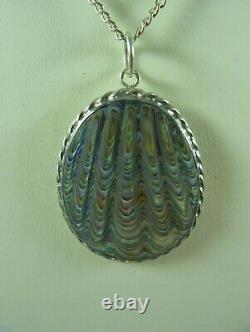 Fabulous Vintage Estate Sterling Silver Paua Shell Pendant Necklace St # 14217