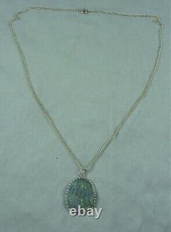 Fabulous Vintage Estate Sterling Silver Paua Shell Pendant Necklace St # 14217