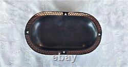 Fijian Hand Carved Kou Wood Footed Bowl With Mother Of Pearl Inlay
