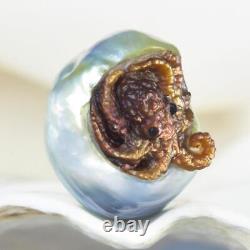 GIANT South Sea Baroque Pearl & Carved Mother-of-Pearl Shell Octopus 3.65 g